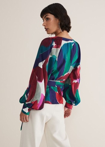 Phase Eight Shalni Abstract Floral Wrap Shirts Multicolor Australia | MR7418390